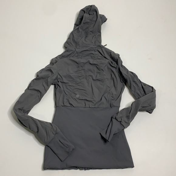 Lululemon Reversible Dance Studio Jacket Blurred Grey Zip Up Hooded Thumbholes 4 - Picture 10 of 16